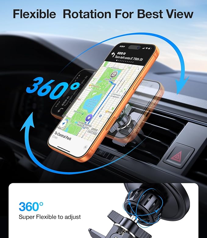 Romuto for MagSafe Car Mount Vent【Strong Magnets】 Magnetic Phone Holder for Car Phone Holder Magnetic Phone Mount Air Vent Clip Cell Phone Holders for Your Car Mount for iPhone 17 Pro Max 16 15 14 13