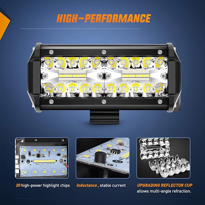 Nilight Led Pods 6.5 Inch 120W Flood Spot Combo Off Road Driving Fog Light Bar Work Lighting for Truck Tractor Pickup Boat SUV ATV UTV 4WD Car 4x4 Van Camper Motorcycle Dirt Bike Golf Cart 12V 24V