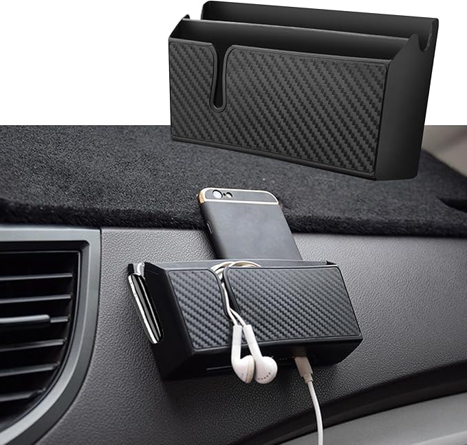 HAOBO Universal Car Storage Box, Car Storage Box for Mobile Phone, Multifunctional Auto Dashboard Pocket Organizer, Interior Accessories Carbon Fiber Car Pocket Organizer for Phone Key Pen Coin