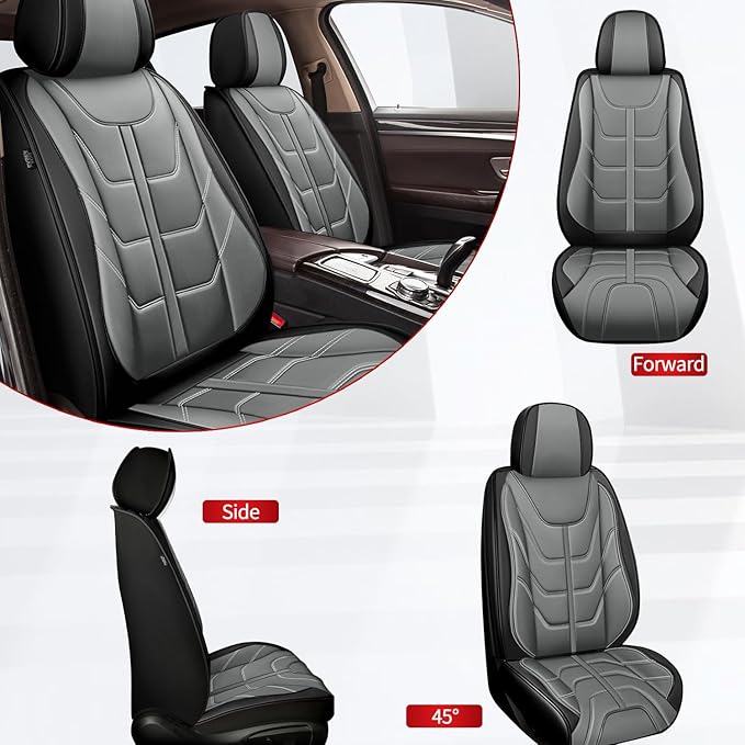TTX LIGHTING Car Seat Covers fit for Mazda CX-5 2013-2026 Front Seat: Premium Leather Automotive Seat Cover with Airbag Compatible Waterproof (2 Seats, Black & Gray)