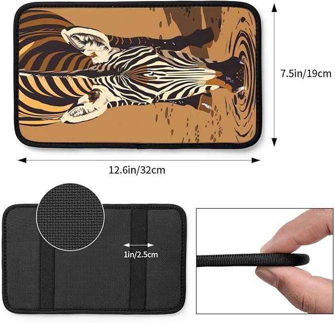 Universal Car Center Console Cushion Pad, Zebra Drinking Water Soft Waterproof Car Center Console Cover Auto Armrest Seat Box Cover Protector for Most Vehicle SUV Truck Car