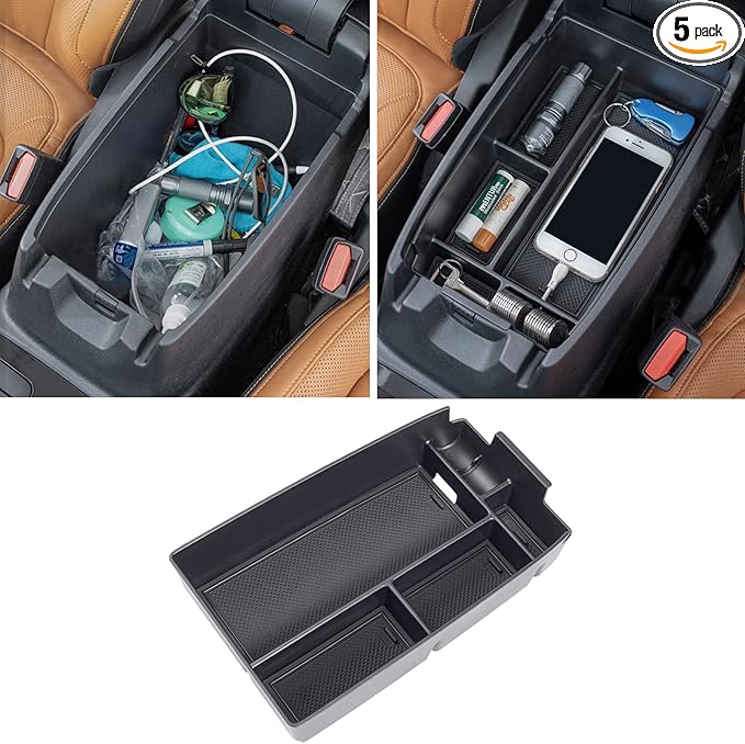 TOPINSTALL Center Console Tray Compatible with Bronco Sport 2021-2025/Ford Escape 2020-2026 Accessories, Long Compartment Storage Organizer Coin Container Black (Not for 2026 Sport)
