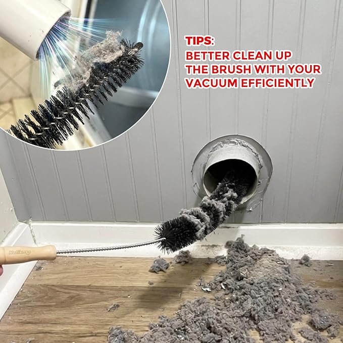 Holikme Dryer Vent Cleaner Kit, 3 Pieces Dryer Lint Brush- Household Supplies 304 Stainless Steel Cleaning Brush Home Essentials Crevice Brush for Lint Trap