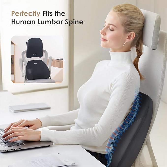 FLORICH Car Neck Pillow and Lumbar Support, Lumbar Support and Headrest Pillow for Car Seat Driver, Memory Foam Back Neck Support Pillow and Car Seat Back Support for Car Office Chair - Black