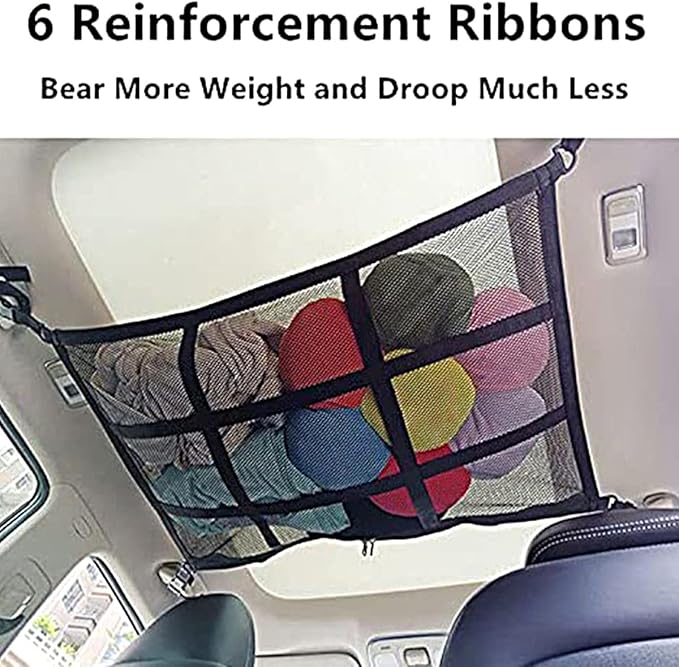 Car Ceiling Cargo Net Pocket Car Roof Storage Organizer Elasticity Mesh Car Roof Storage Organizer 31x21 Car Camping Long Journey Storage Bag for Car SUV Tent Clothes Blankets ZHAZHAMO