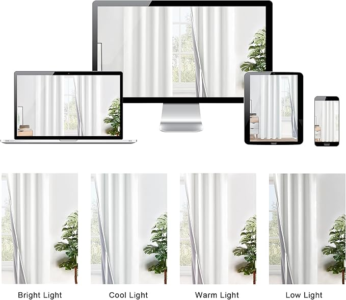 XWZO Full Shading Blackout Curtains 54 Inches Length with Tiebacks- Heat and Light Blocking Ring Top Window Drapes with Black Liner Backing for Bedroom/Kid's Room, Ivory, W42 x L54, Set of 2 Panels
