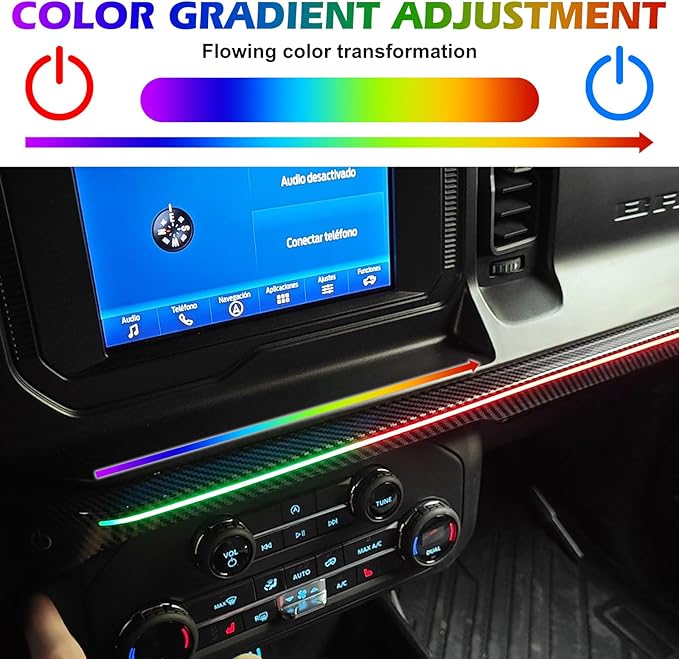 Z8 LED Neon Strip Light Center Console Dashboard Trim Compatible with Ford Bronco 2021-2024 Dash Panel Replacement Parts