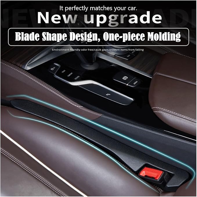 Car Seat Gap Filler Universal Fit Orgaziner for Car, SUV, Truck to Fill The Gap Between Side Seat and Console Stop Cellphone, Wallet, Keys, Coins from Dropping, 2 Pack (Black)