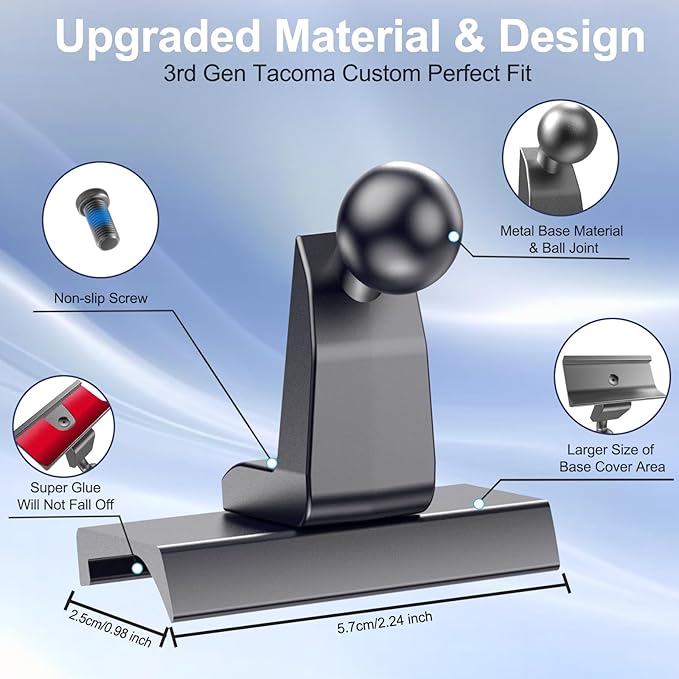Kaishengyuan Magnetic Car Phone Holder for Toyota Tacoma 2016-2023, 3rd Gen Tacoma Dashboard Clip Cell Phone Cradles Adjustable 20x Super Strong Magnet Phone Stand Phone Mount Fit for All Smartphone