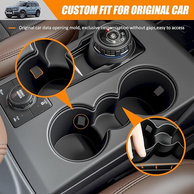 Center Console Cupholder Insert Compatible with 2021-2025 Ford Bronco Sport/2020-2025 Ford Escape Center Console Cup Holder Tray for Bronco Sport&Ford Escape Accessories(Cup Holder Tray)