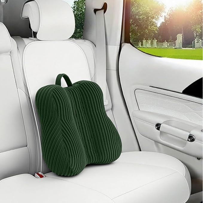 Lumbar Support Pillow for Recliner, Back Support Pillow for Office Chair, Back Cushion with Shredded Foam for Back Pain Relief & Reading, Lumbar Cushions for Couch, Sofa Seat, Car, Green
