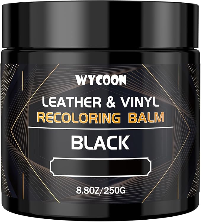 Leather Recoloring Balm & Color Restorer | Black Leather Dye, Paint & Repair Kit for Furniture, Couches, Car Seats, Shoes| Restore Faded & Scratched Surfaces