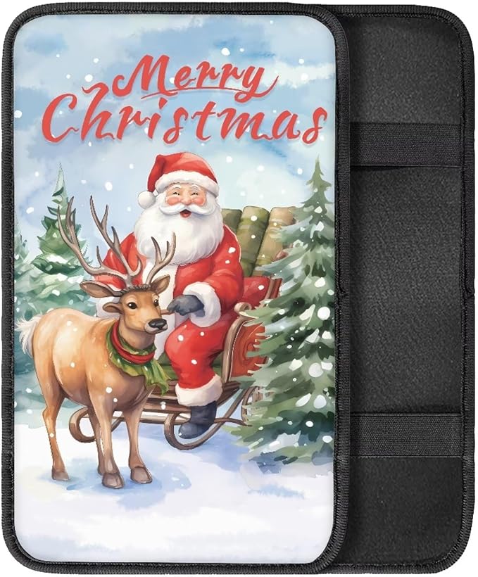 Reindeer Universal Center Console Armrest Soft Pad Protector Cover Non Slip Fits for Most Vehicle,SUV,Truck Car Christmas Decoration
