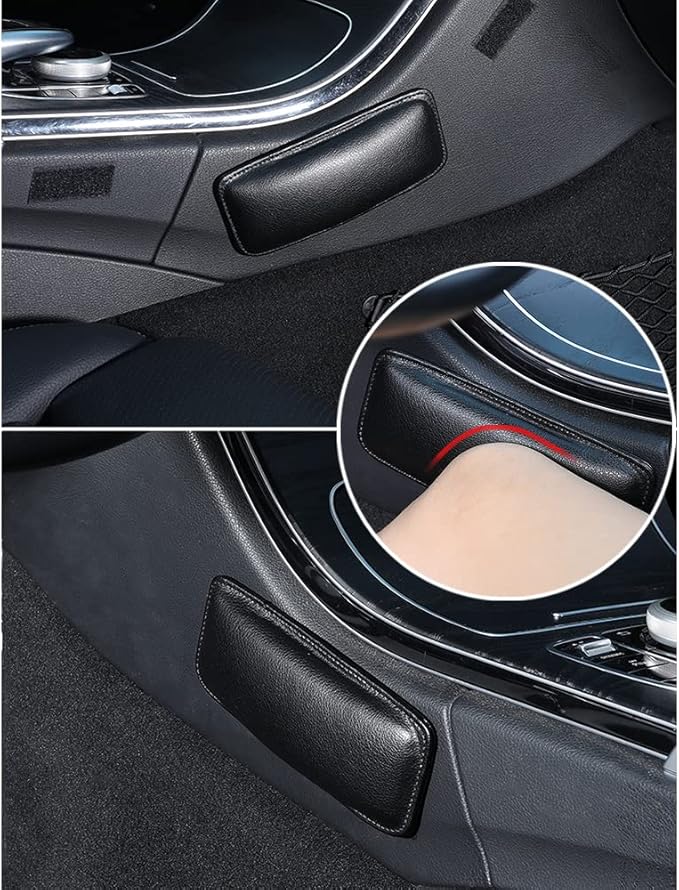 2PCS Car Knee Cushion,Soft Leather Car Door Armrest Pad for Knee Leg Elbow,Universal Car Center Console Cushion Pad Comfort Pillow for Automotive Interior Accessories (Black)