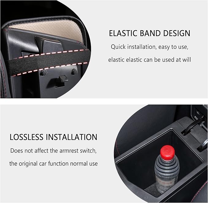 Stylish Car Center Console Cover,PU Leather Car Armrest Cover Prevent Scratches on Center Console,Universal Car Armrest Cushion Car Accessories Interior for Car SUV Truck (Red)