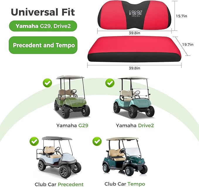 10L0L Golf Cart Seat Covers Universal for Yamaha G29 Drive2 Club Car Precedent Tempo Standard Front Seats, Breathable Mesh Bench Seat Cover, No Drilling Seat Cushion - All-Season Comfort