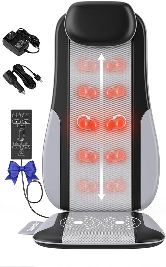 Shiatsu Back Massager with Heat, Massager Chair Pad for Pain Relief Deep Tissue with Smart Timer, Kneading Seat Cushion Vibration for Office, Home, and Travel Use