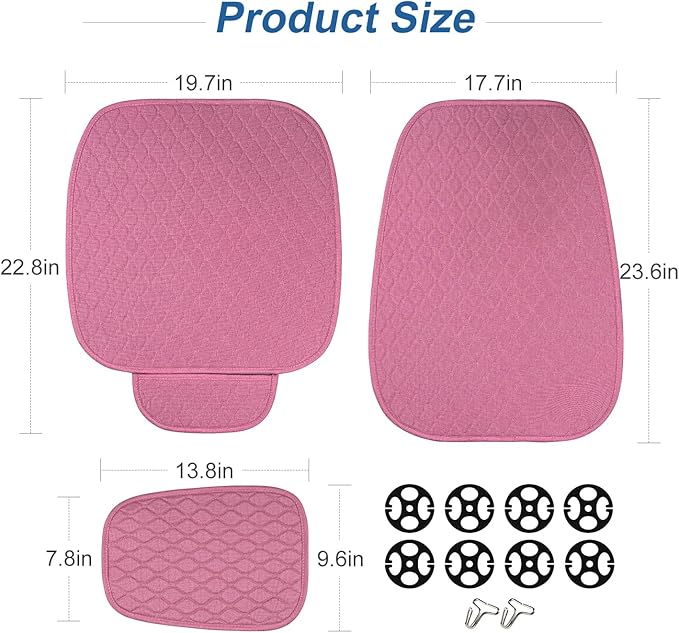 Linen Car Seat Covers Front Seat Covers Breathable Cloth Fabric Car Seat Protector - Universal Fit for Cars, Vans, SUVs, Trucks - 1 Units (1 Pack Pink)