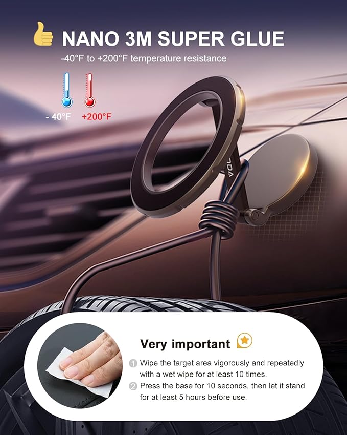 Fits Magsafe Car Mount for Car Dash&Tesla Screen[All-Metal] Ultra Magnetic Phone Holder for car, 360° Adjustable Car Phone Mount for Phone & Android（Metal）