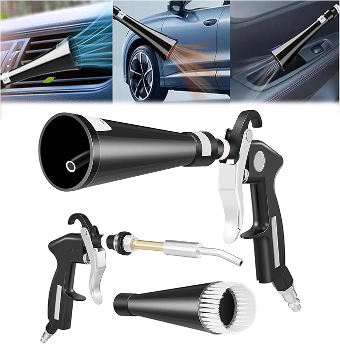 2in1 Car Cleaning Gun with 2 Nozzles, Multifunctional Dry Cleaning Gun, High Pressure Blower Gun, Car Detailing Tools for Quickly Blowing Out Dirt and DustWorking with Air
