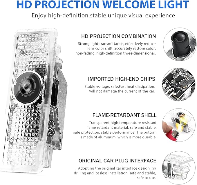 Never Fade HD Door Light Logo Projector Compatible with 1/2/3/4/5/6/7/M/X/Z/GT Series Accessories, 2Pcs 3D LED Ghost Shadow Laser Car Courtesy Step Light Puddle Lamps (MPerformanceLogo)