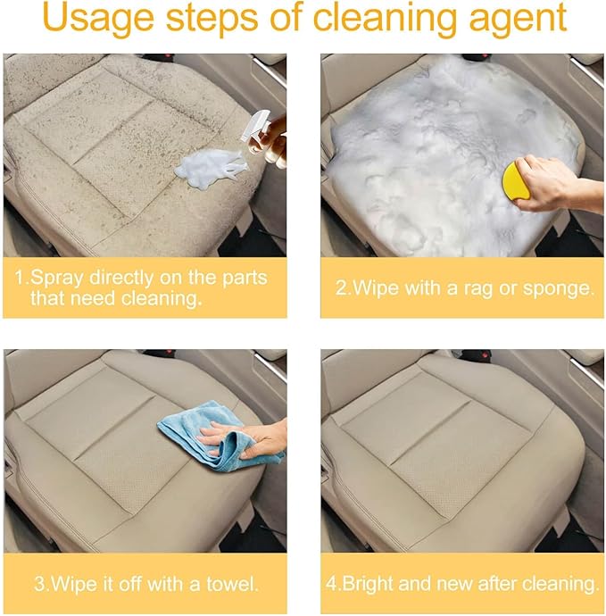 Foam Cleaner for Car, Foam Cleaner All Purpose, Foam Cleaner for Car Interior, Multi-Purpose Car Upholstery Cleaner for Car Seats Leather (2PC)