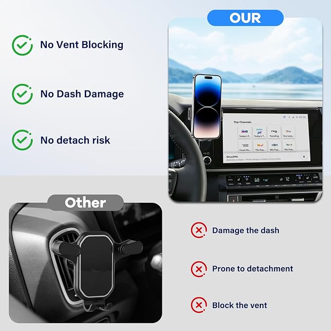 Car Phone Holder Fit for Toyota Camry LE/SE 2025-2026 Accessories -Cell Phone Mount for Camry 8 inch Touchscreen Hands-Free 360° Rotation(NOT FIT 12.3 inch) Does Not Affect Air Vent