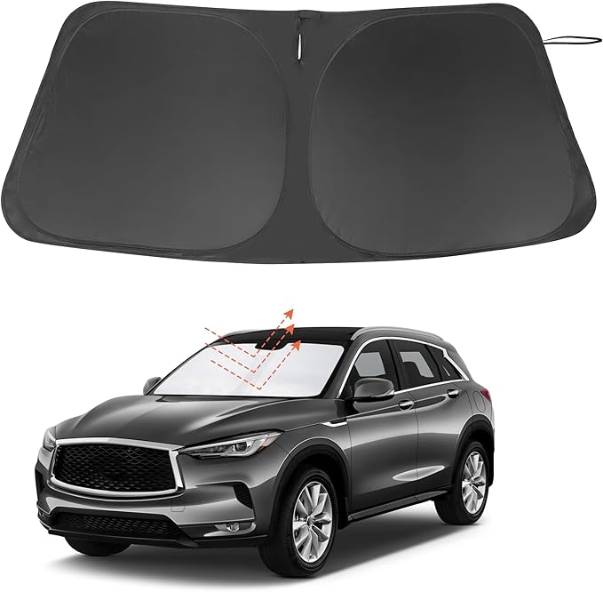 Windshield Sun Shade Custom Fit for 2019-2021 Infiniti QX50 & 2021-2025 2026 QX55 Accessories Foldable Sunshade Sun Blocker Protect Car from Sun Rays & Heat Damage Keep Car Cooler