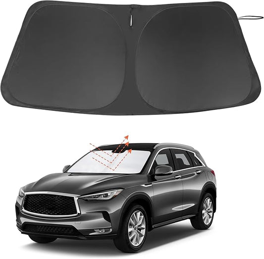 Windshield Sun Shade Custom Fit for 2019-2021 Infiniti QX50 & 2021-2025 2026 QX55 Accessories Foldable Sunshade Sun Blocker Protect Car from Sun Rays & Heat Damage Keep Car Cooler