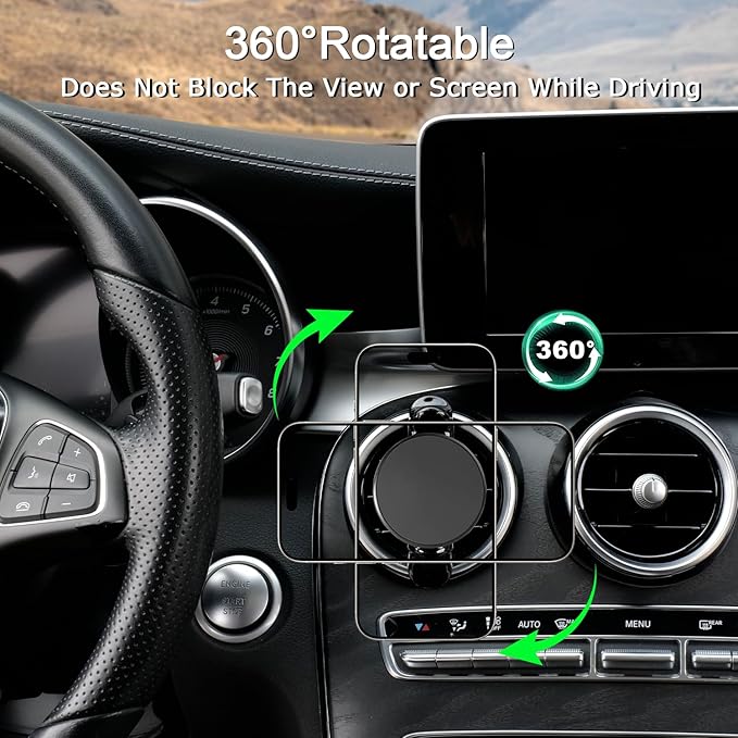 MagSafe Car Mount for Mercedes-Benz, Round Air Vent Holder with Strong Magnet, Compatible with Mercedes Benz GLC, C-Class, E-Class, A/B-Class, GLC/GLB/GLA/Sprinter, Mercedes Benz Accessories