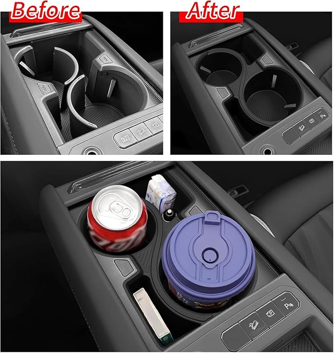 smabee for Kia EV9 2024 2025 2026 3PCS Center Console Cup Holder Insert Rear Center Console Cup Holder Center Console Organizer Accessories (Only for Land AWD, GT-Line AWD)