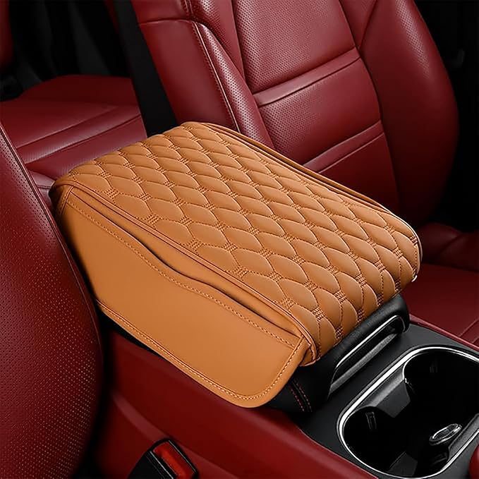 Car Center Console Cushion Pad for Hyundai Elantra 2017-2020, Leather Armrest Box Pad Armrest Cover Arm Rest Cover Pad with 2 Storage Bags Waterproof for Most Vehicles Vehicles SUVs