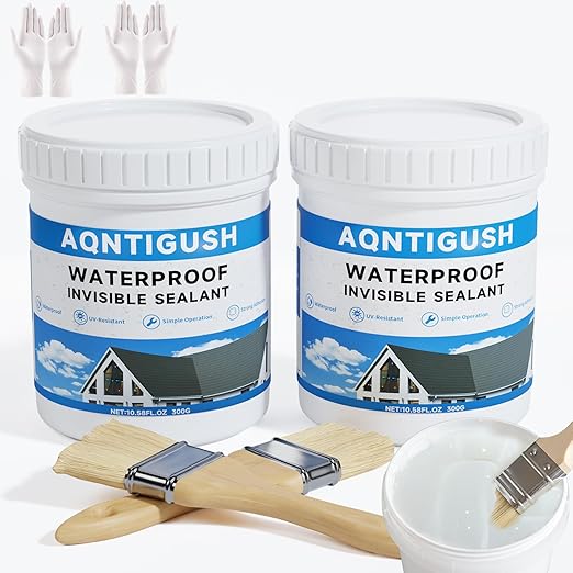 21oz Transparent Waterproof Sealant Coating Invisible Waterproof Agent, Waterproofing Adhesive for Roofs, Walls, Bathroom, Shower, Wood, Indoor & Outdoor Water Proof Clear Paint Sealer 600g