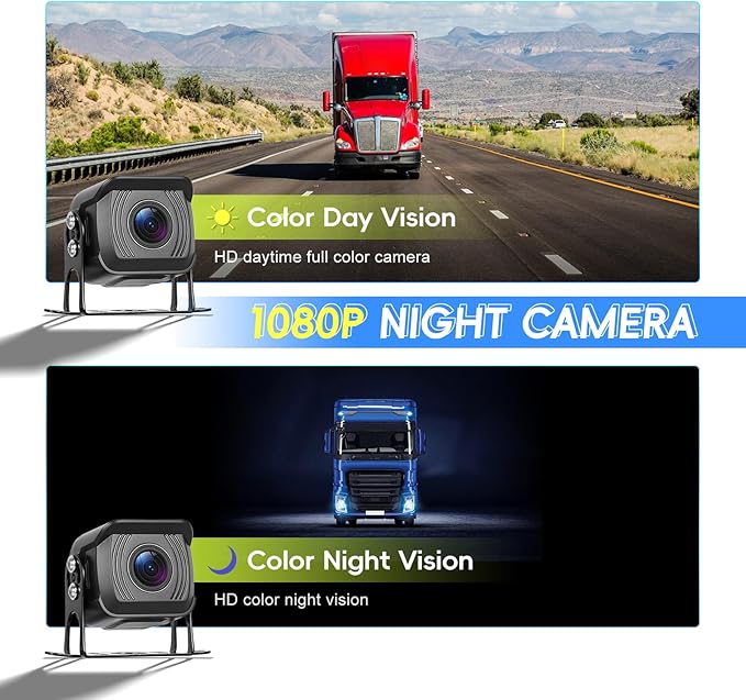 4K Wired Reverse Rear View Backup Camera System 7" Included AHD 1080P Cameras, IP68 Waterproof, Night Vision, BSD, Loop Recording fit for Tractor Truck Excavator Caravan Skid Steer Heavy Equipment