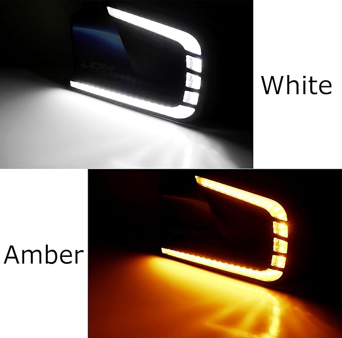 iJDMTOY Fog Bezel Replace Switchback LED Daytime Running Light Kit w/White OE-Spec LED Fog Lights Compatible with 2022-2024 Honda Civic Sedan