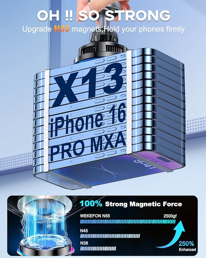 for MagSafe Car Mount Charger, TEC & Fan Dual Cooling Magnetic Wireless Car Charger, Strong Magnet 15W Fast Charging Air Vent Car Phone Holder Bracket for Your Car for iPhone 17 16 15 14 13 & Android