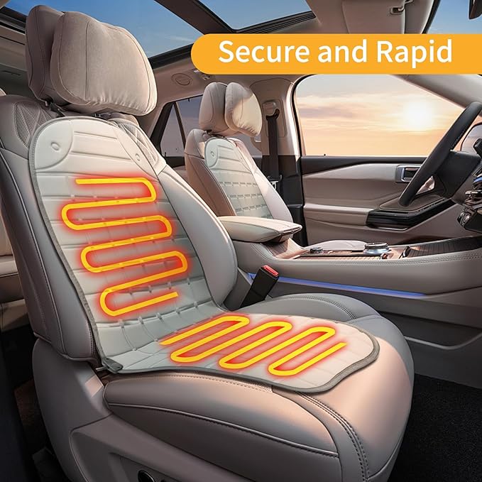 slashome Seat Cover Comfortable Winter Seat Cushion with Adjustable Buckle for Full Back and Seat 2-Pack (Grey)