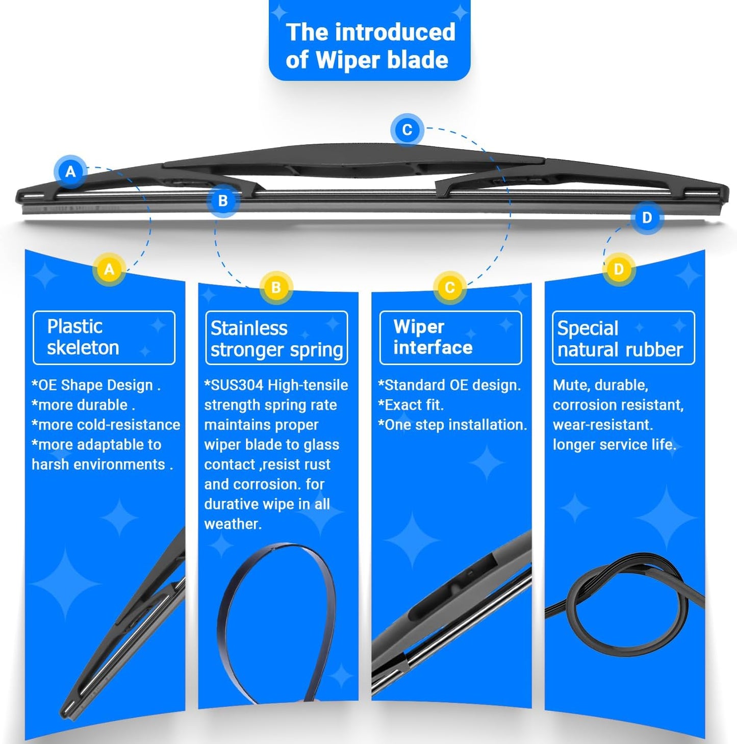 Windshield Wiper Blades Replacement for Subaru Ascent 2019 2020 2021 2022 2023 Original Factory Quality Front Rear Wipers Blade Set for My Car - 26" 20" 14" (Pack of 3)