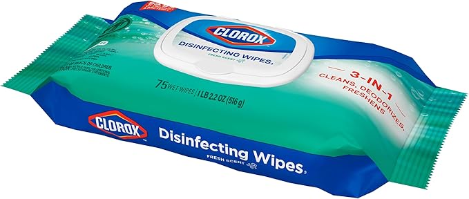 Clorox Disinfecting Wipes Flex Pack, Bleach Free, Fresh Scent, 75 Count, Pack of 3 (Pack May Vary)