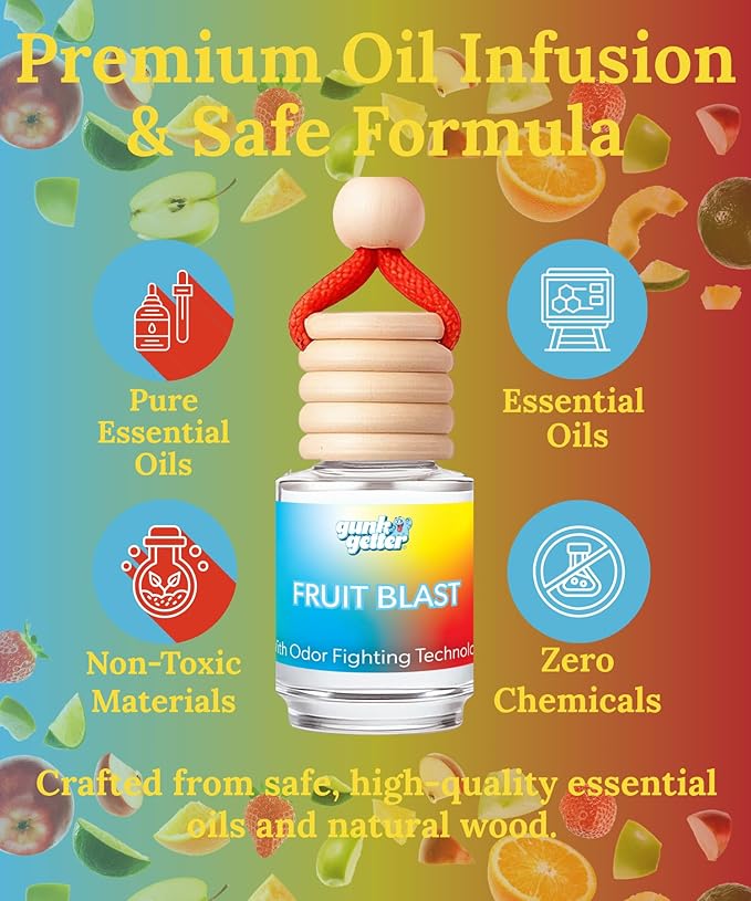 Hanging Air Freshener Car Diffusers - Long Lasting Scent, Odor Eliminator, Home Essentials, Fresh car fragrance diffuser - 3 Pack- Fruit Blast