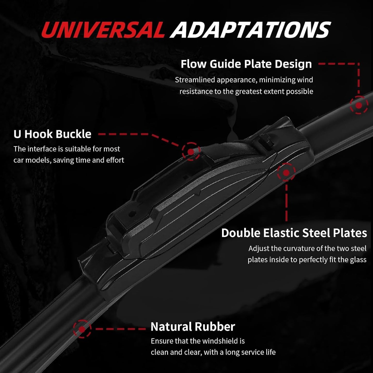 OTUAYAUTO Premium Windshield Wiper Blades - Replacement for Kia Sportage 2017-2023 - Precision Fit, All-Weather Performance, Front and Rear Wiper Blades, J/U Hook - 26"+16"+11" (Pack of 3)