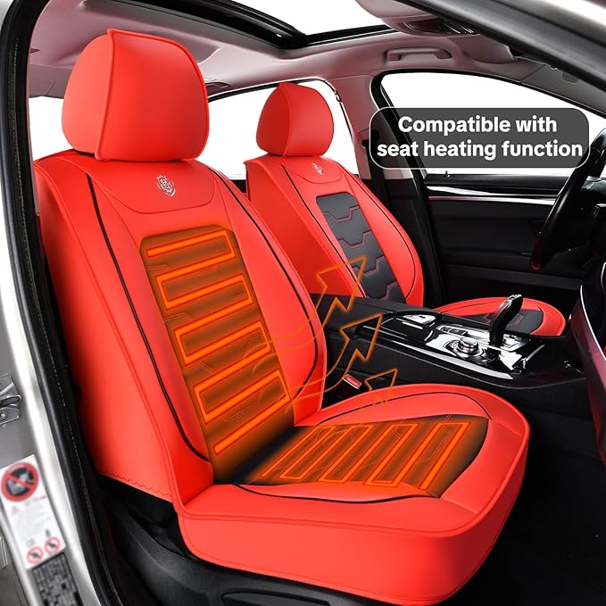 Red Car Seat Covers for Ford Bronco Sport 2021-2025 Car Seat Cover, Waterproof Faux Leather, Full Set of 5 Seats, Wear Resistance, Easy to Clean and Install, Protect and Upgrade Seats