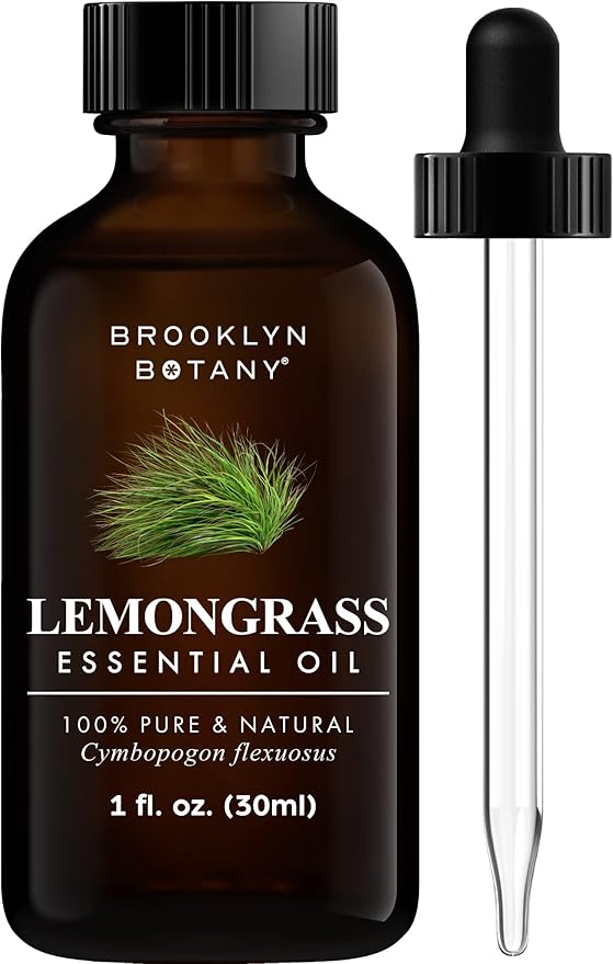 Brooklyn Botany Lemongrass Essential Oil - 100% Pure and Natural - Premium Grade Oil with Dropper - for Aromatherapy and Diffuser - 1 Fl Oz