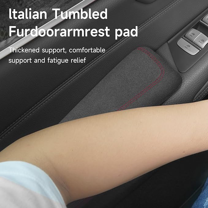 Italian Alcantara Style Fur Car Elbow Rest Pad - Universal Armrest & Knee Cushion - Thigh Support Comfort Pillow