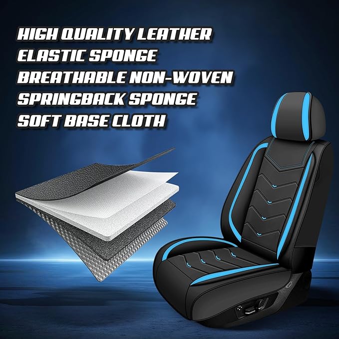 Car Seat Covers for Lexus ES 350 2007-2026, Premium Nappa Leather Car Seat Cover, Stylish Sport Seat Covers， Automobile Seat Cover Sets.(Standard 2 Seats/Black Blue)