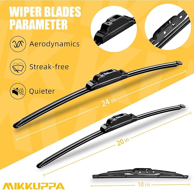 MIKKUPPA 24"+20"+10" Windshield Wiper Blades Replacement for 2017-2023 GMC Acadia, Front & Rear Wiper Blades Set, Durable Stable Quiet All Season (Pack of 3)