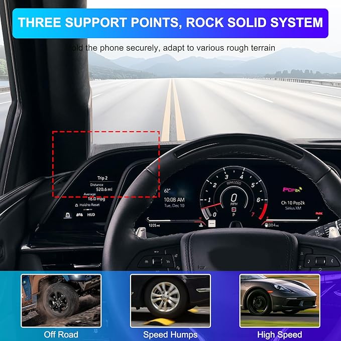 Phone Holder Compatible with Cadillac Escalade 2021-2025,360° Rotation Adjustable Center Console Navigation Screen Cell Phone Holder Fit for Most Smartphones (A)