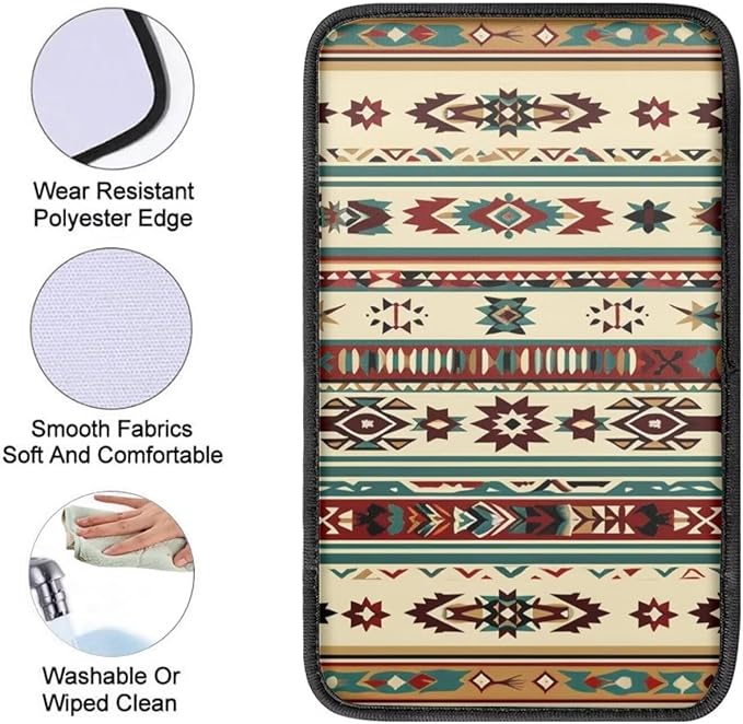 JoyLamoria South Western Aztec Automotive Armrest Pad Protector Soft Comfortable Car Armrest Cover for Cars