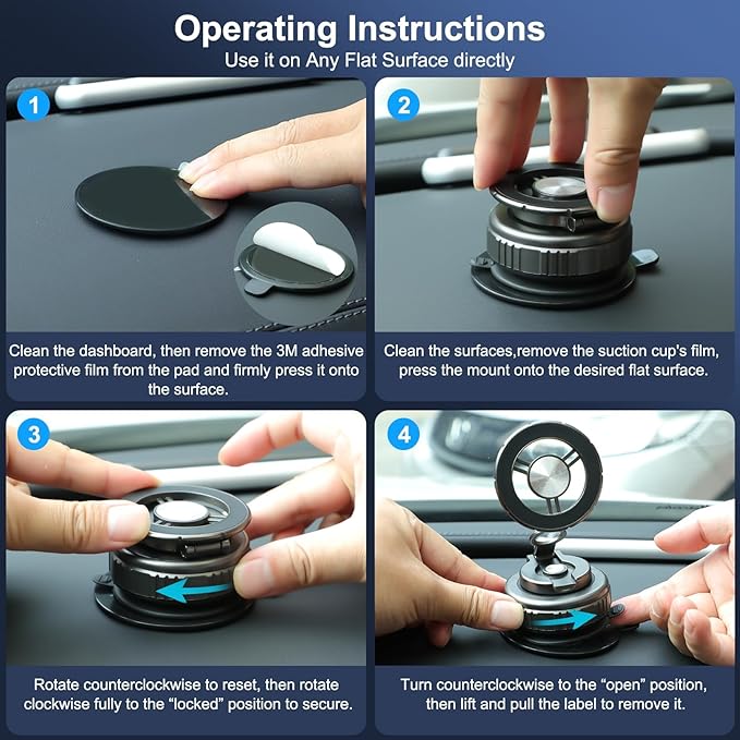 2026 New Vacuum Magnetic Phone Holder for Car, Magsafe Car Mount for Car/Gym/Mirror/Smooth Surface, Compatible with iPhone Android and All Smartphones(G518)