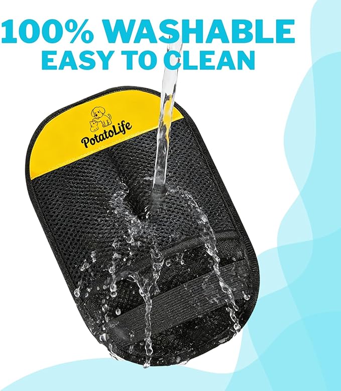 PotatoLife Pet Hair Removal Glove Upgraded Reusable Electrostatic Washable Fur Remover for Dogs Cats, Grooming Mitt for Couch, Sofa, Furniture, Carpet, Clothing and Car Seat, Large, 1PCS
